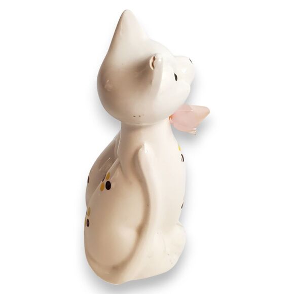 Vintage ArtMark Porcelain Kitty Couple Figurine Pink Ribbons Kitsch Cats - Picture 4 of 13